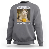 Funny Cat Meme Sweatshirt You Are Either A Smart Fella Or A Fart Smella - Wonder Print Shop