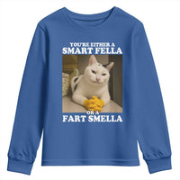 Funny Cat Meme Youth Sweatshirt You Are Either A Smart Fella Or A Fart Smella - Wonder Print Shop