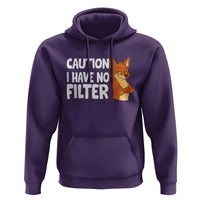 Funny Fox Sarcastic Hoodie Caution I Have No Filter - Wonder Print Shop