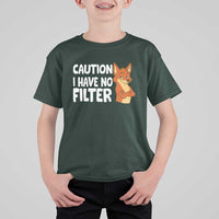 Funny Fox Sarcastic T Shirt For Kid Caution I Have No Filter - Wonder Print Shop