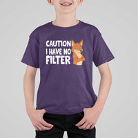 Funny Fox Sarcastic T Shirt For Kid Caution I Have No Filter - Wonder Print Shop