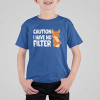 Funny Fox Sarcastic T Shirt For Kid Caution I Have No Filter - Wonder Print Shop