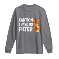 Funny Fox Sarcastic Long Sleeve Shirt Caution I Have No Filter - Wonder Print Shop