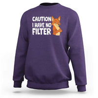 Funny Fox Sarcastic Sweatshirt Caution I Have No Filter - Wonder Print Shop