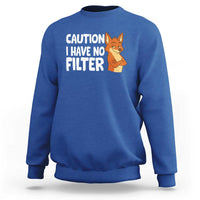 Funny Fox Sarcastic Sweatshirt Caution I Have No Filter - Wonder Print Shop