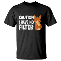 Funny Fox Sarcastic T Shirt Caution I Have No Filter - Wonder Print Shop