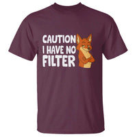 Funny Fox Sarcastic T Shirt Caution I Have No Filter - Wonder Print Shop
