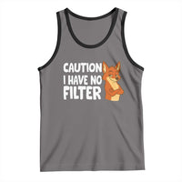Funny Fox Sarcastic Tank Top Caution I Have No Filter - Wonder Print Shop