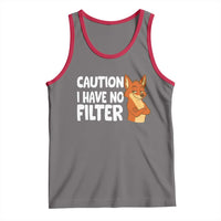 Funny Fox Sarcastic Tank Top Caution I Have No Filter - Wonder Print Shop