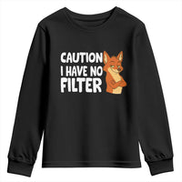 Funny Fox Sarcastic Youth Sweatshirt Caution I Have No Filter - Wonder Print Shop