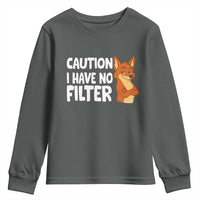 Funny Fox Sarcastic Youth Sweatshirt Caution I Have No Filter - Wonder Print Shop