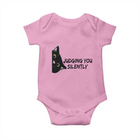 Judging You Silently Black Cat Baby Onesie Funny Sarcastic Kitten Pet Lovers - Wonder Print Shop