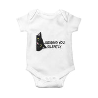 Judging You Silently Black Cat Baby Onesie Funny Sarcastic Kitten Pet Lovers - Wonder Print Shop