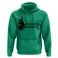 Judging You Silently Black Cat Hoodie Funny Sarcastic Kitten Pet Lovers - Wonder Print Shop