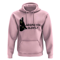 Judging You Silently Black Cat Hoodie Funny Sarcastic Kitten Pet Lovers - Wonder Print Shop