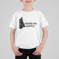 Judging You Silently Black Cat T Shirt For Kid Funny Sarcastic Kitten Pet Lovers - Wonder Print Shop