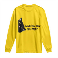 Judging You Silently Black Cat Long Sleeve Shirt Funny Sarcastic Kitten Pet Lovers - Wonder Print Shop