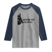 Judging You Silently Black Cat Raglan Shirt Funny Sarcastic Kitten Pet Lovers - Wonder Print Shop