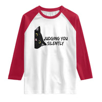 Judging You Silently Black Cat Raglan Shirt Funny Sarcastic Kitten Pet Lovers - Wonder Print Shop