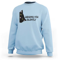 Judging You Silently Black Cat Sweatshirt Funny Sarcastic Kitten Pet Lovers - Wonder Print Shop
