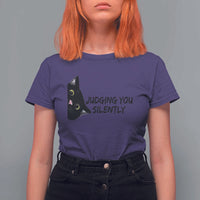 Judging You Silently Black Cat T Shirt For Women Funny Sarcastic Kitten Pet Lovers - Wonder Print Shop