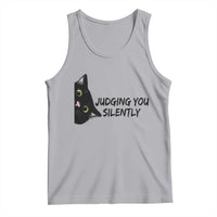 Judging You Silently Black Cat Tank Top Funny Sarcastic Kitten Pet Lovers - Wonder Print Shop