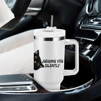 Judging You Silently Black Cat Tumbler With Handle Funny Sarcastic Kitten Pet Lovers