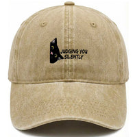 Judging You Silently Black Cat Washed Cotton Baseball Cap Funny Sarcastic Kitten Pet Lovers