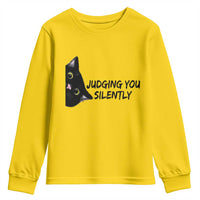 Judging You Silently Black Cat Youth Sweatshirt Funny Sarcastic Kitten Pet Lovers - Wonder Print Shop