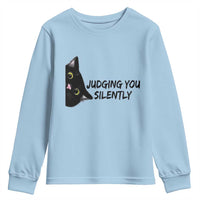Judging You Silently Black Cat Youth Sweatshirt Funny Sarcastic Kitten Pet Lovers - Wonder Print Shop
