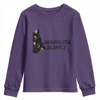 Judging You Silently Black Cat Youth Sweatshirt Funny Sarcastic Kitten Pet Lovers - Wonder Print Shop