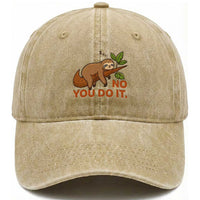 Funny Lazy Sloth Washed Cotton Baseball Cap No You Do It Cute Sleeping Animal