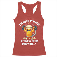 Funny Beer Lover Racerback Tank Top I Am Into Fitness Beer in My Belly - Wonder Print Shop
