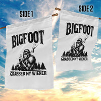 Bigfoot Grabbed My Wiener Garden Flag Funny Sasquatch Camping - Wonder Print Shop