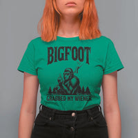 Bigfoot Grabbed My Wiener T Shirt For Women Funny Sasquatch Camping - Wonder Print Shop