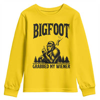 Bigfoot Grabbed My Wiener Youth Sweatshirt Funny Sasquatch Camping - Wonder Print Shop