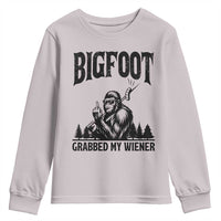 Bigfoot Grabbed My Wiener Youth Sweatshirt Funny Sasquatch Camping - Wonder Print Shop