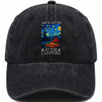 Funny Camping Washed Cotton Baseball Cap Life Is Better At The Campfire