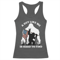 Bigfoot Patriotic American Flag Racerback Tank Top Funny Sasquatch A Guy Like Me Is Hard To Find - Wonder Print Shop