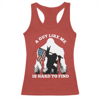 Bigfoot Patriotic American Flag Racerback Tank Top Funny Sasquatch A Guy Like Me Is Hard To Find - Wonder Print Shop
