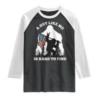 Bigfoot Patriotic American Flag Raglan Shirt Funny Sasquatch A Guy Like Me Is Hard To Find - Wonder Print Shop