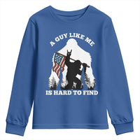 Bigfoot Patriotic American Flag Youth Sweatshirt Funny Sasquatch A Guy Like Me Is Hard To Find - Wonder Print Shop