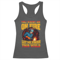 Funny Welding Bigfoot Racerback Tank Top Cryptid Welder Sasquatch - Wonder Print Shop