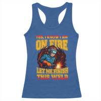 Funny Welding Bigfoot Racerback Tank Top Cryptid Welder Sasquatch - Wonder Print Shop