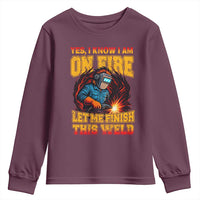 Funny Welding Bigfoot Youth Sweatshirt Cryptid Welder Sasquatch - Wonder Print Shop