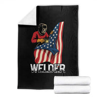 Welder Patriotic American Flag Throw Blanket - Wonder Print Shop