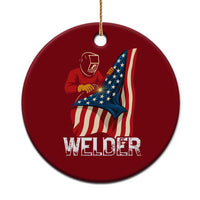 Welder Patriotic American Flag Ceramic Ornament - Wonder Print Shop