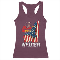 Welder Patriotic American Flag Racerback Tank Top - Wonder Print Shop