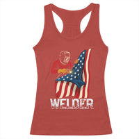 Welder Patriotic American Flag Racerback Tank Top - Wonder Print Shop