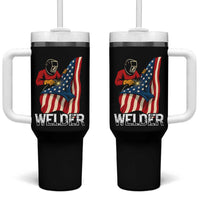 Welder Patriotic American Flag Tumbler With Handle - Wonder Print Shop